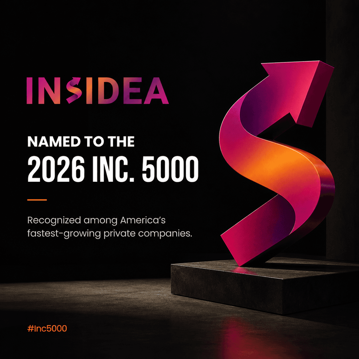 INSIDEA has been named to the 2026 Inc. 5000, with supporting proof of 418% three-year growth and a No. 822 ranking.