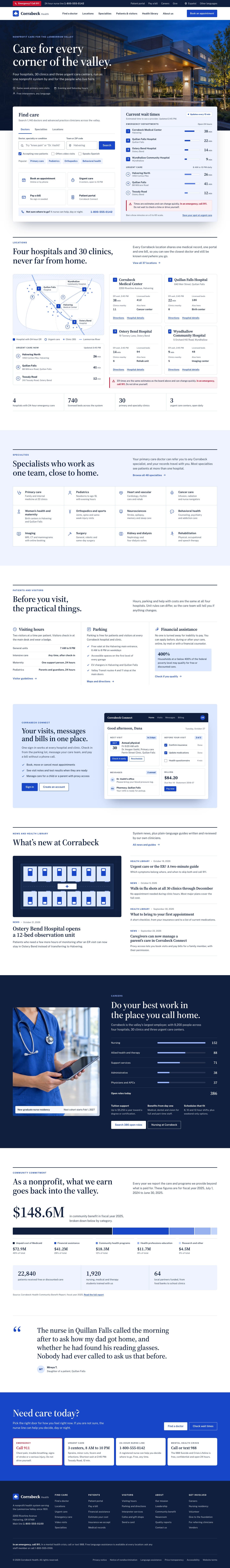 Corrabeck concept homepage, desktop