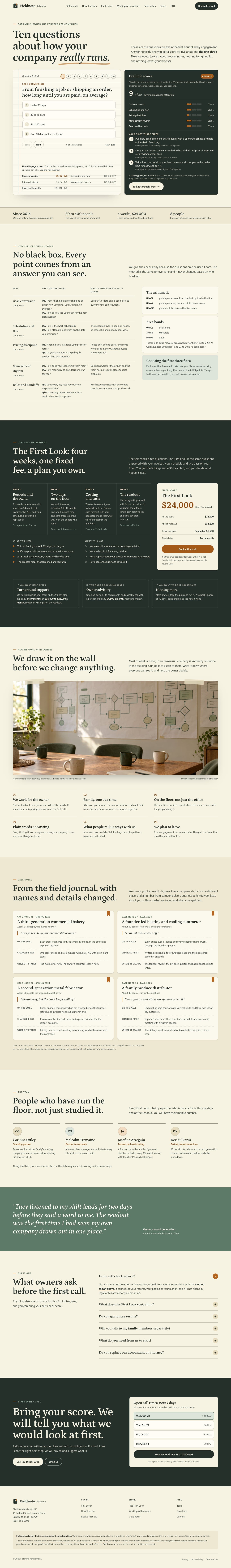 Fieldnote Advisory concept homepage, desktop