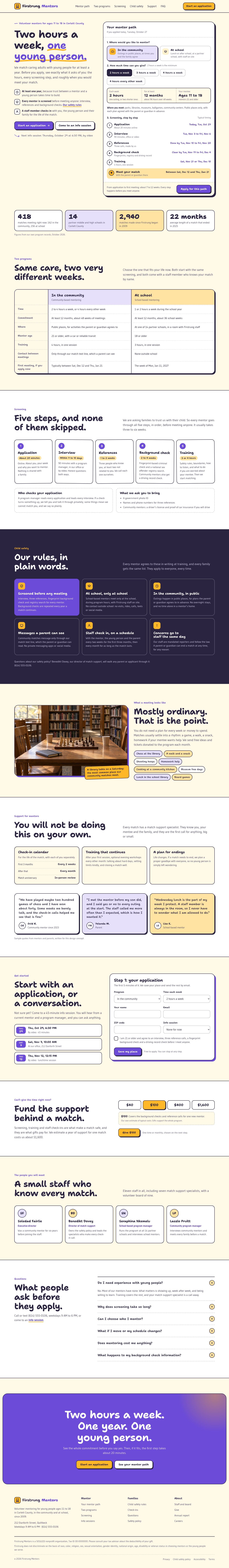 Firstrung Mentors concept homepage, desktop