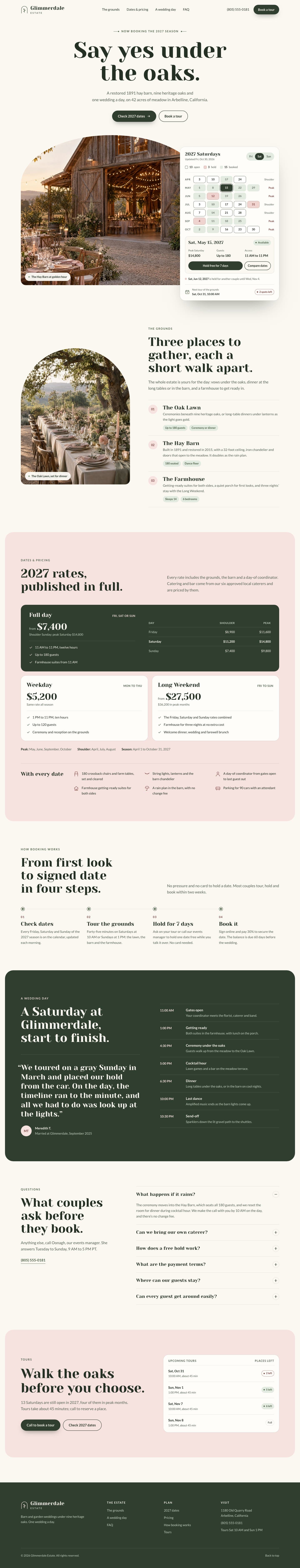 Glimmerdale Estate concept homepage, desktop
