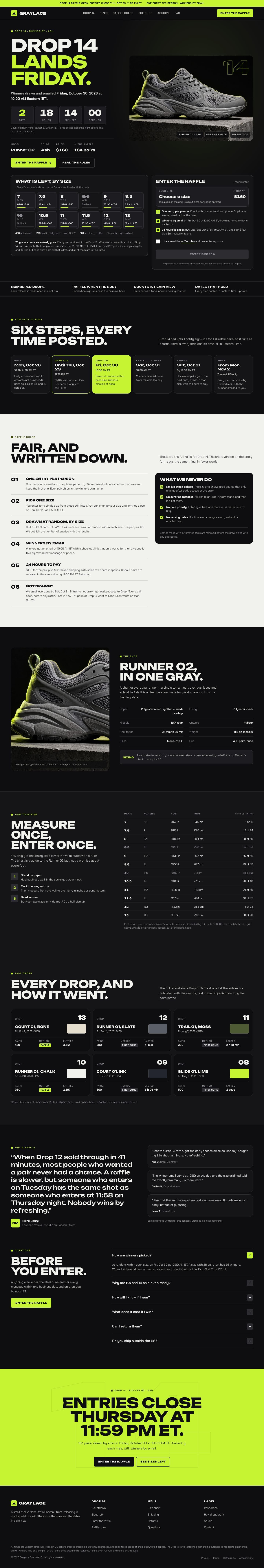 Graylace concept homepage, desktop