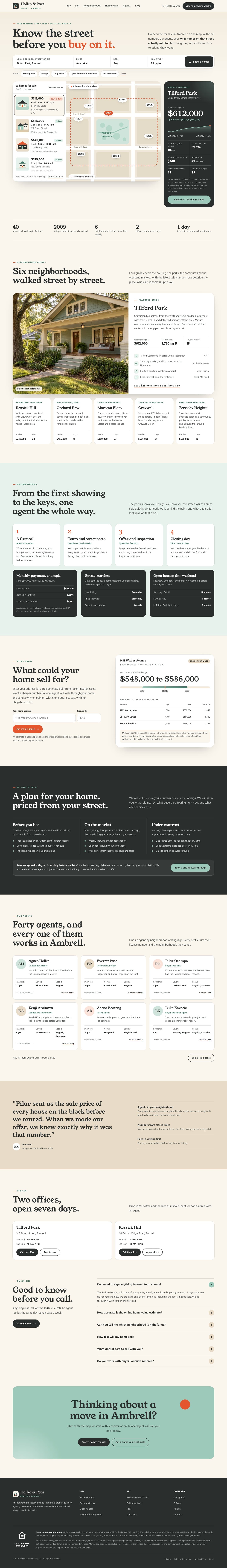 Hollin & Pace concept homepage, desktop