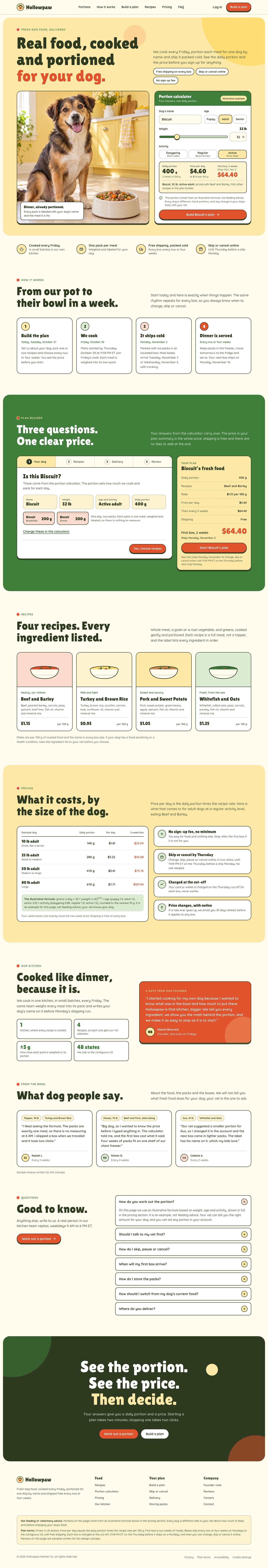 Hollowpaw concept homepage, desktop