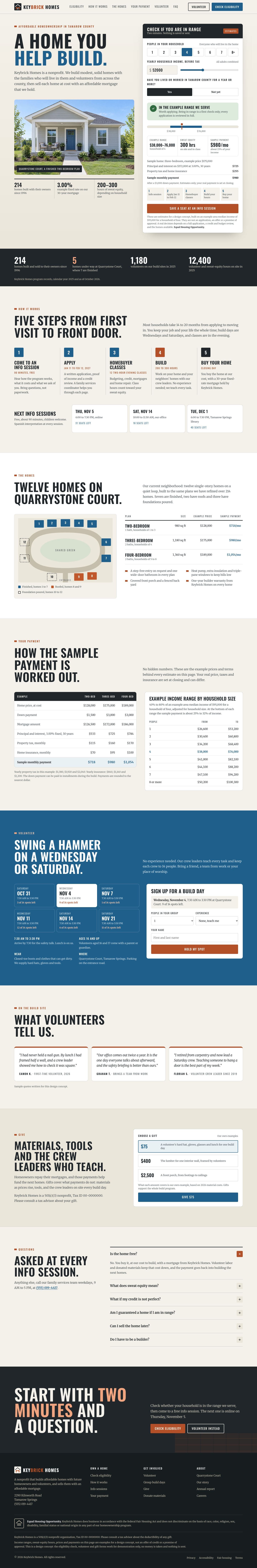 Keybrick Homes concept homepage, desktop