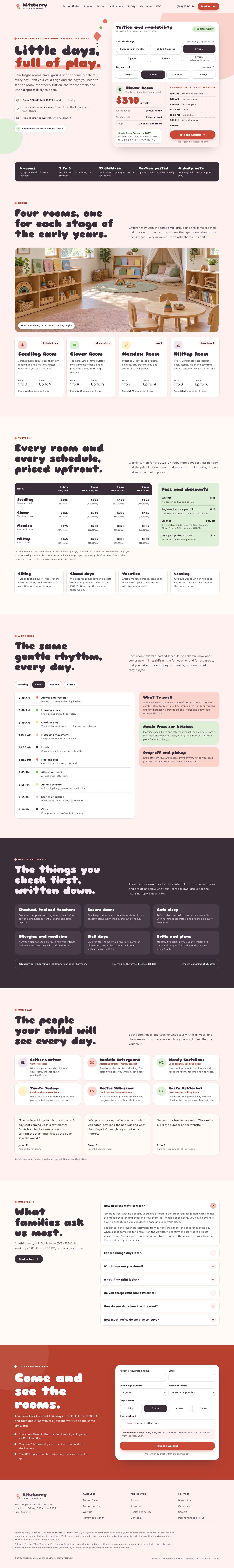 Kiteberry Early Learning concept homepage, desktop