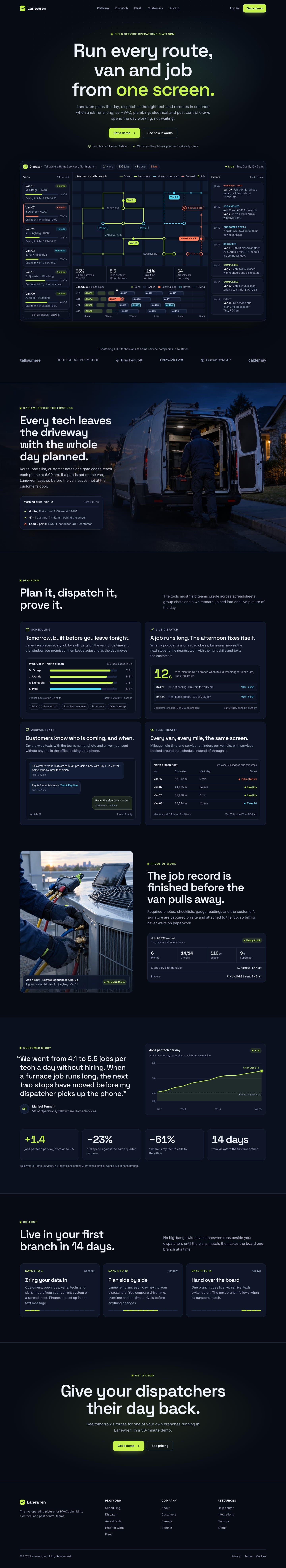 Lanewren concept homepage, desktop