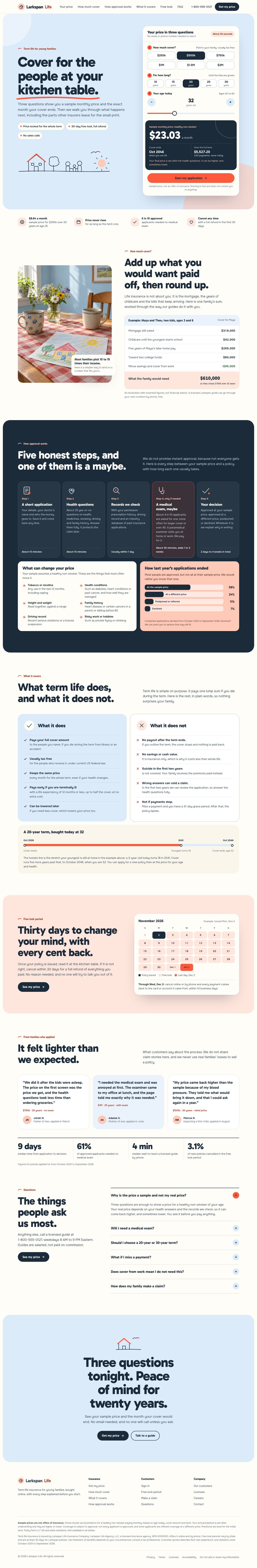 Larkspan concept homepage, desktop