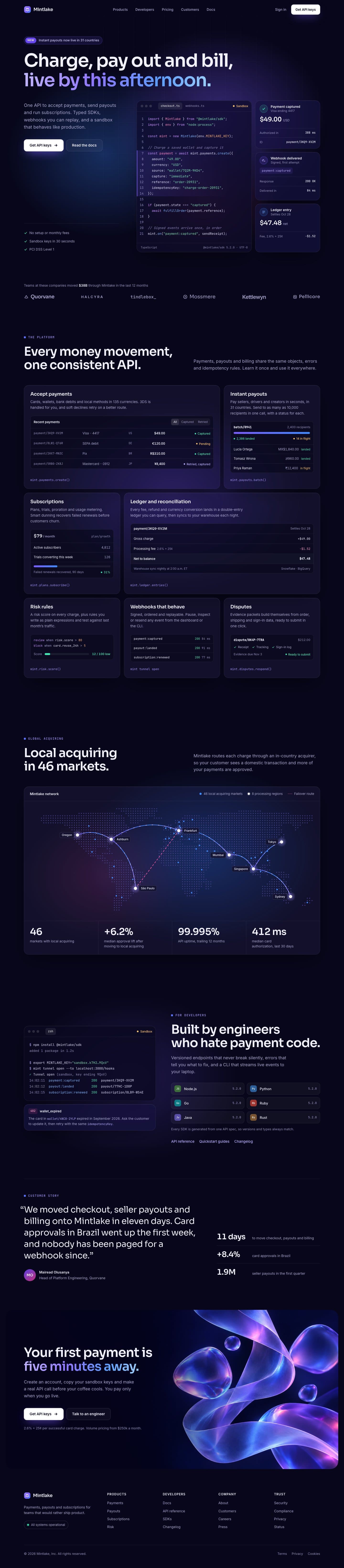 Mintlake concept homepage, desktop