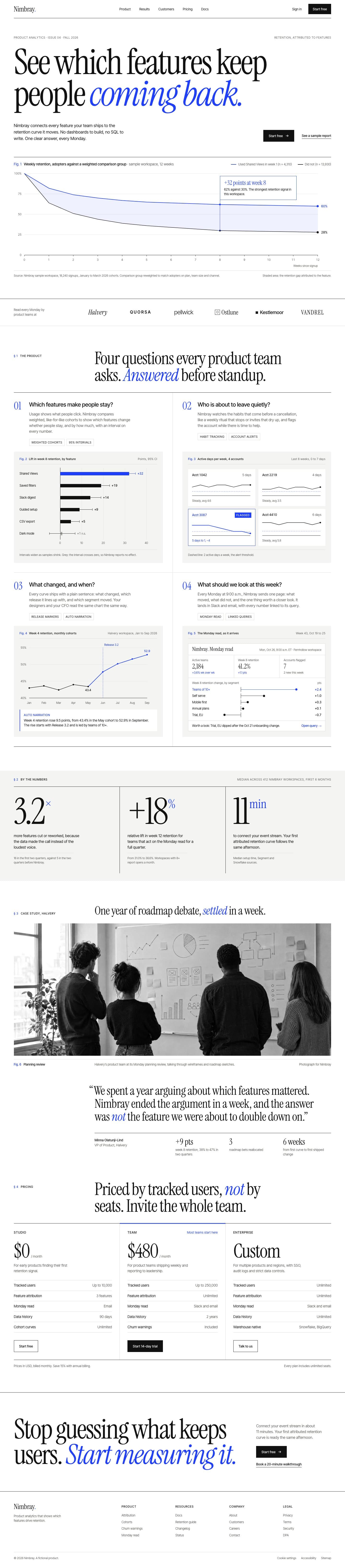 Nimbray concept homepage, desktop
