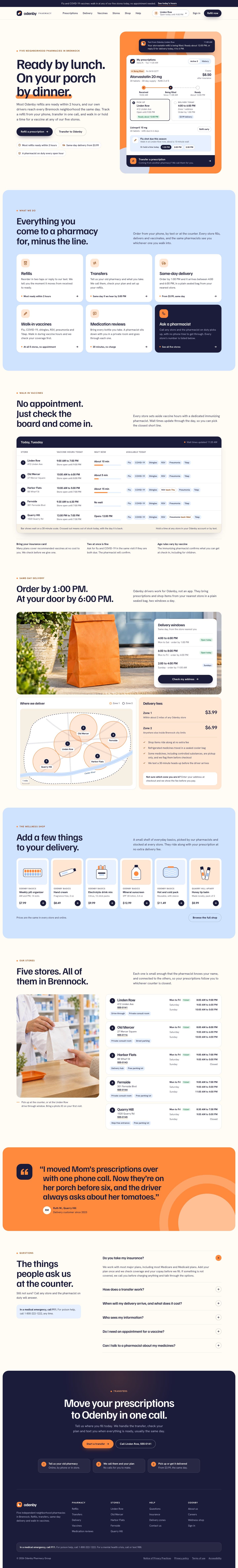 Odenby concept homepage, desktop