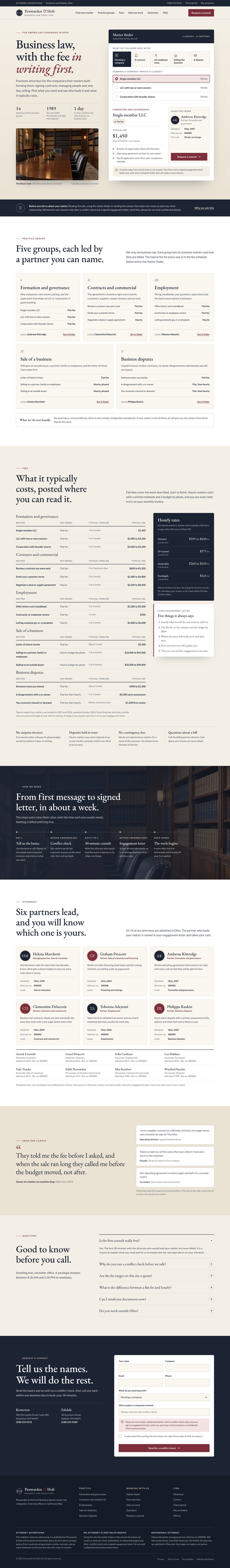 Penwarden & Holt concept homepage, desktop