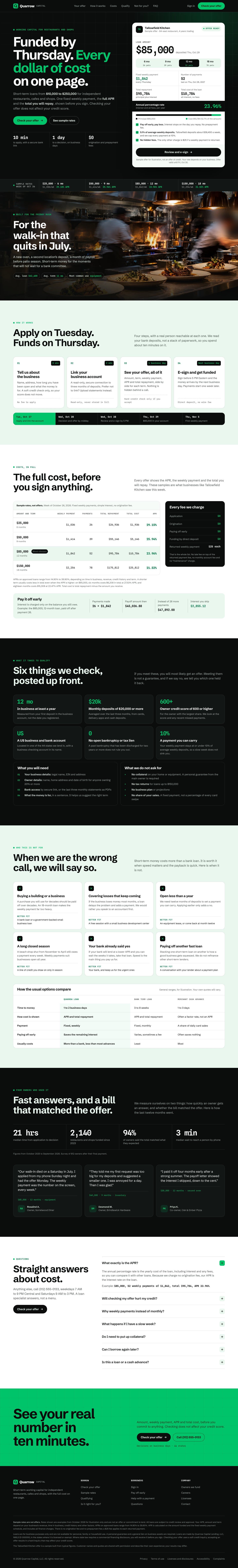Quarrow concept homepage, desktop