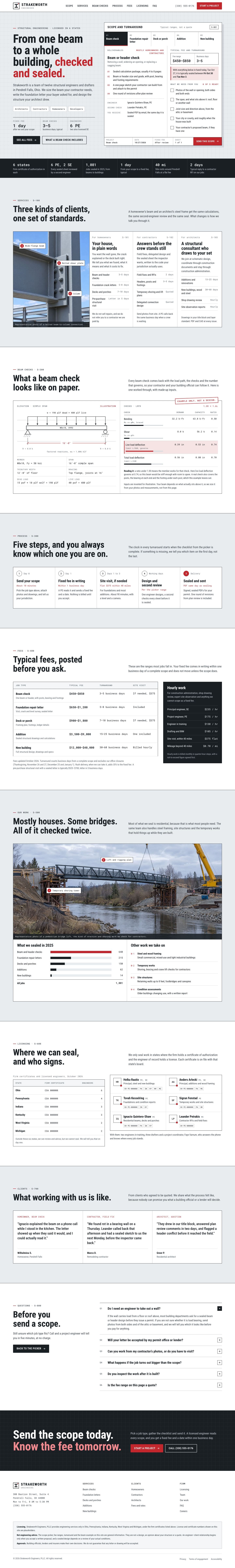 Strakeworth Engineers concept homepage, desktop