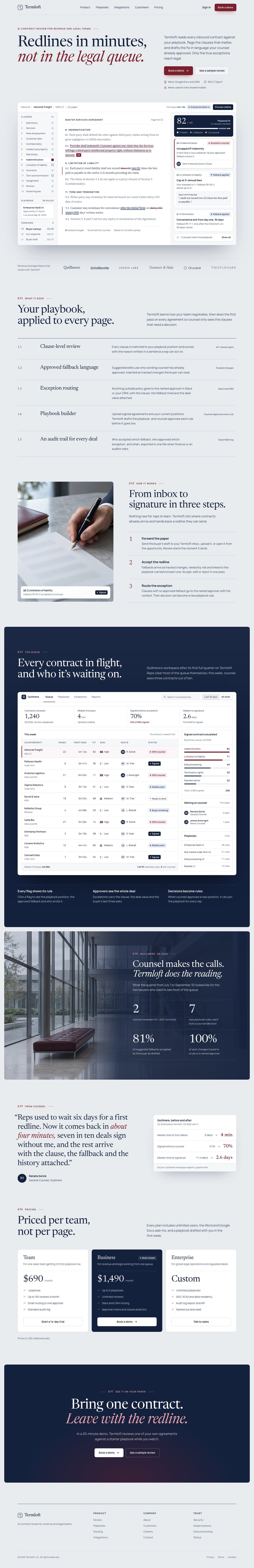 Termloft concept homepage, desktop