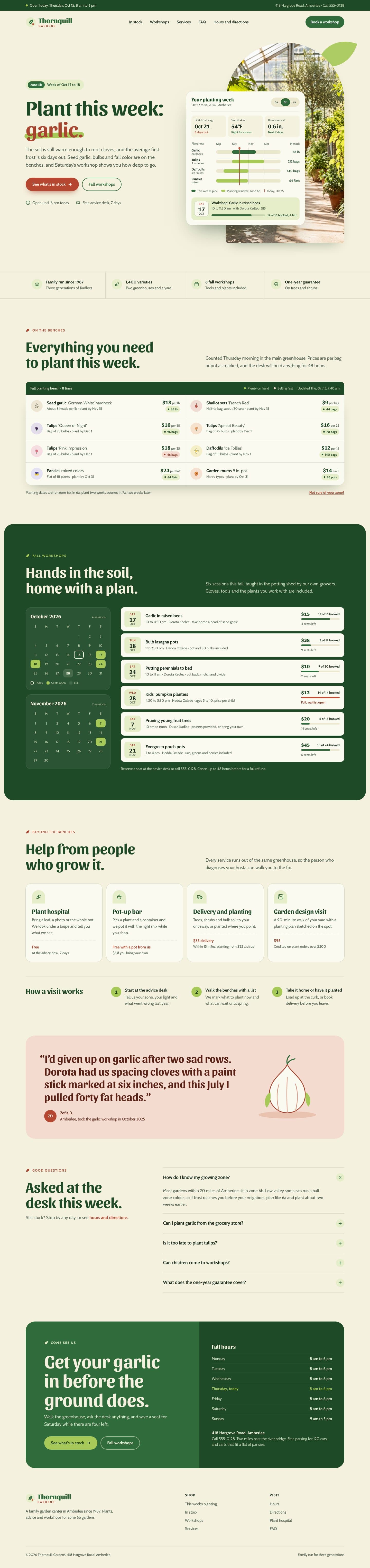 Thornquill Gardens concept homepage, desktop