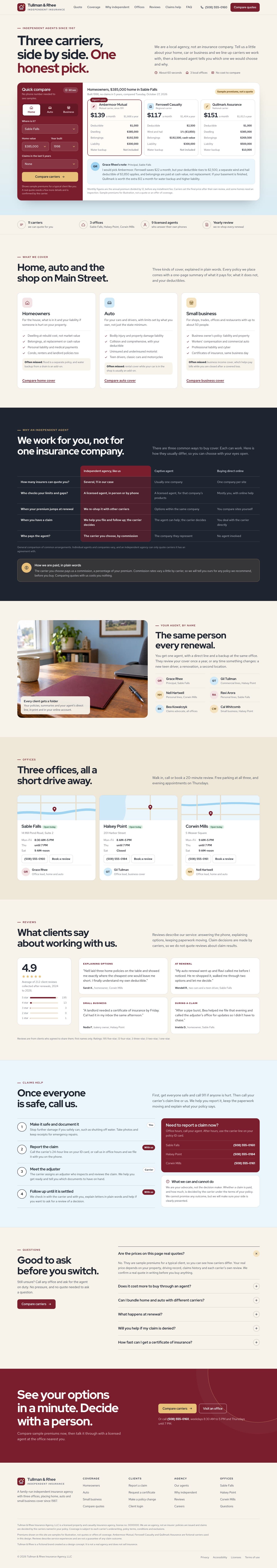 Tullman & Rhee concept homepage, desktop