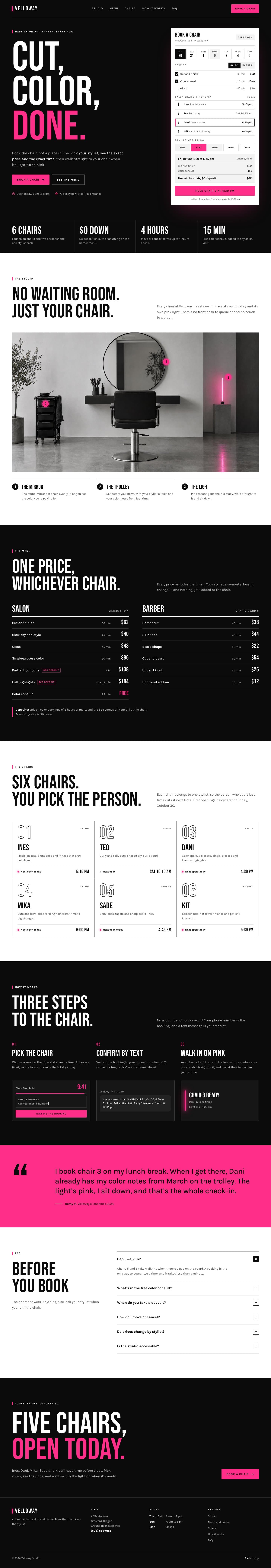 Velloway Studio concept homepage, desktop
