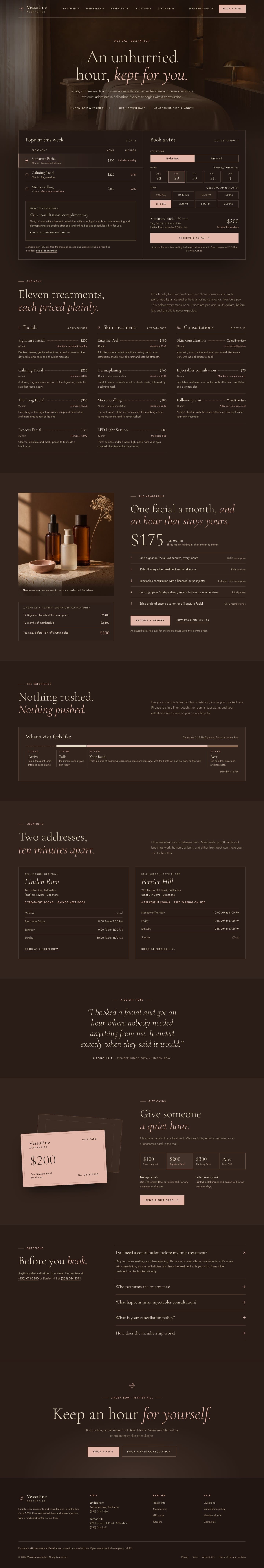 Vessaline concept homepage, desktop