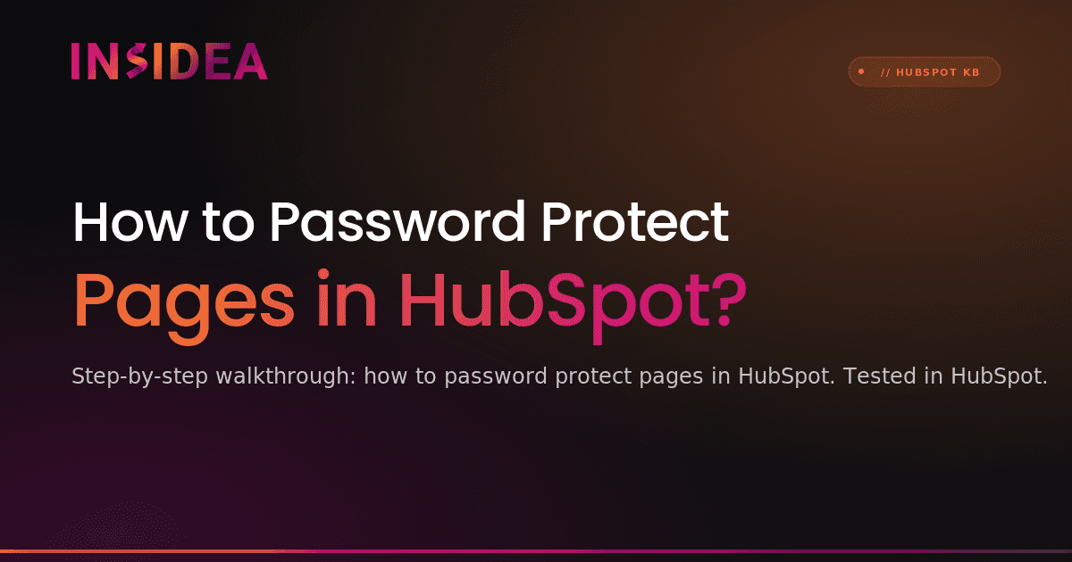 How to Password Protect Pages in HubSpot?
