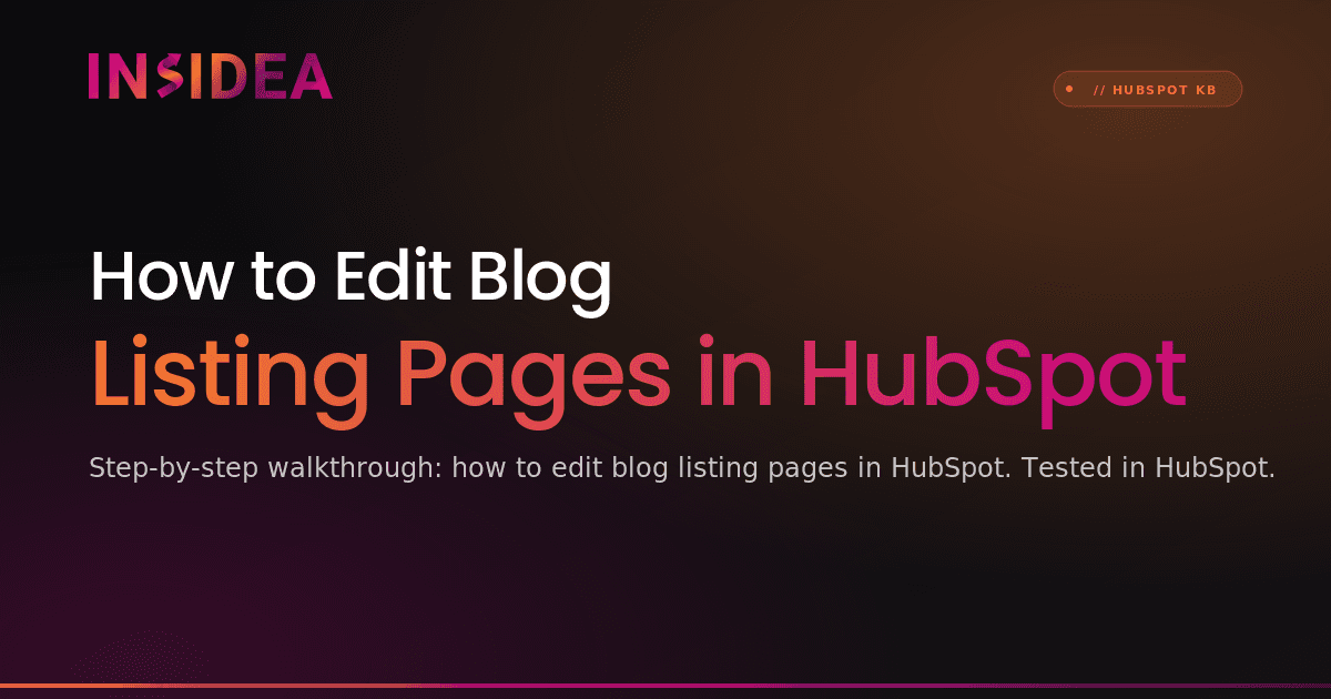 How to Edit Blog Listing Pages in HubSpot