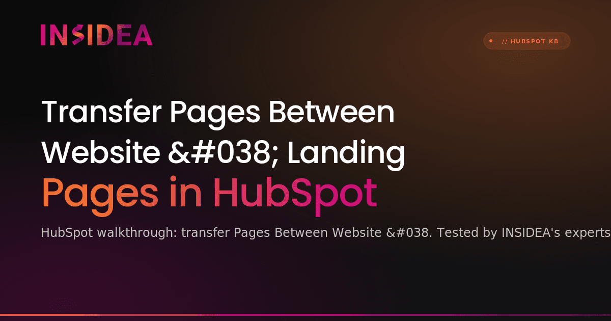 Transfer Pages Between Website & Landing Pages in HubSpot
