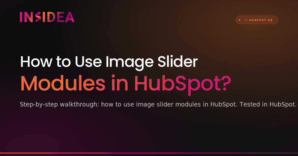 How to Use Image Slider Modules in HubSpot?