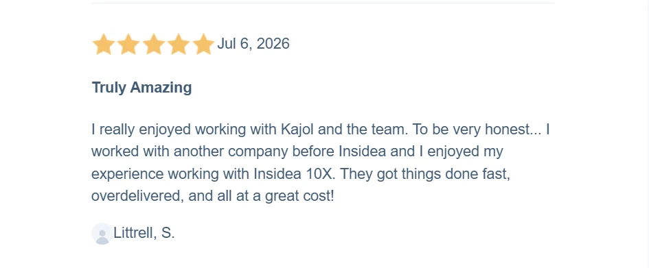 Five-star HubSpot Solutions Directory review for INSIDEA from Stratejic Relationships