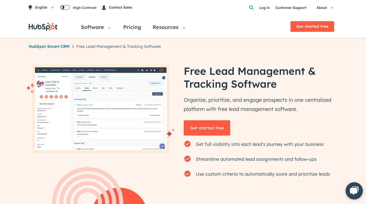 HubSpot Lead management software