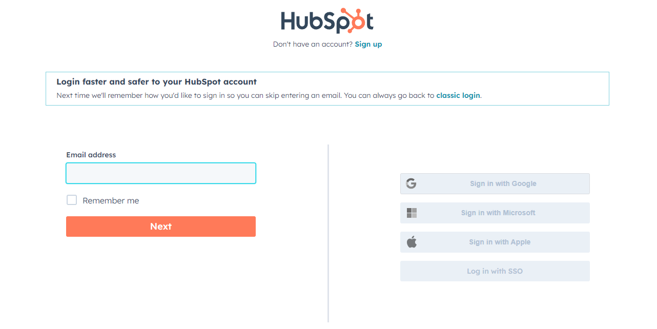 Log into HubSpot Account