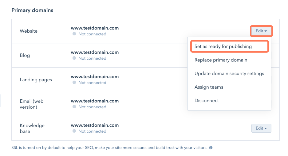 Preconfigure Domain Settings in HubSpot