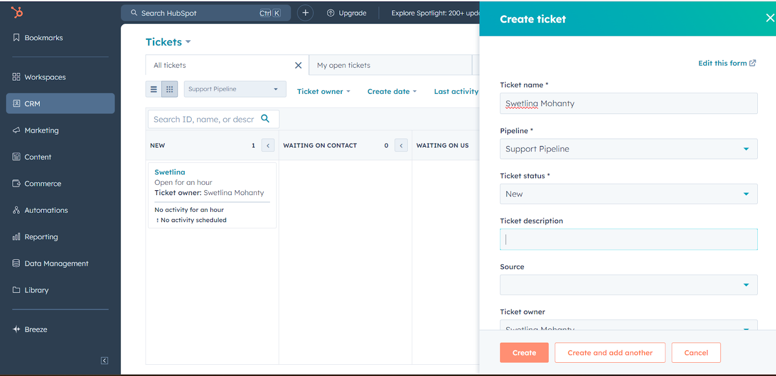 Create and Manage Tickets