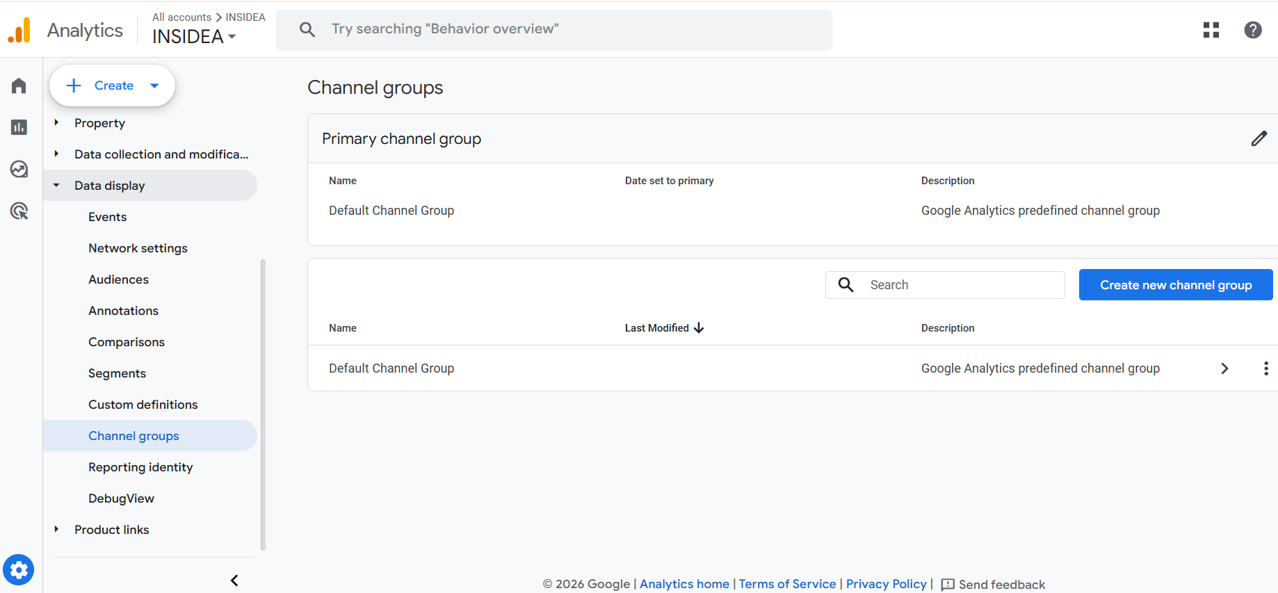 Under Data Display, click Channel Groups